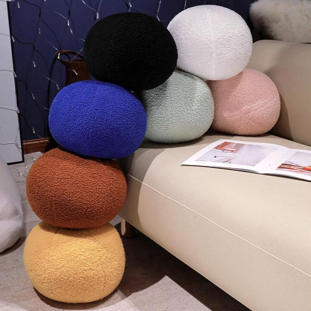 Boucle Ball Throw Pillow 9.8in Nordic Round Pillow Sphere Shaped Pillows Ball Pillow Decorative Throw Pillow for