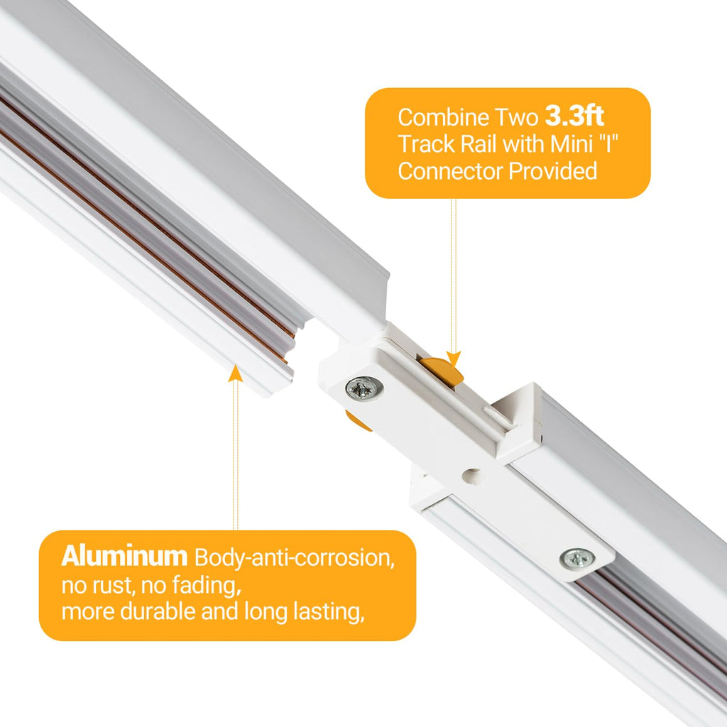 26FT H Track Lighting Rails Kit, White