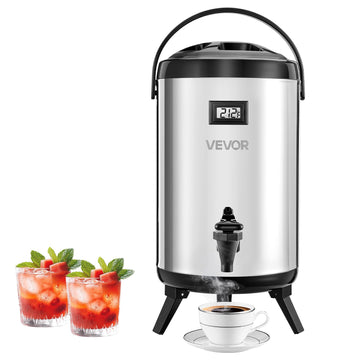 Insulated Beverage Dispenser, 2 Gal/7.6L Stainless Steel Thermal Drink Server with Spigot & Temp Display, Suitable