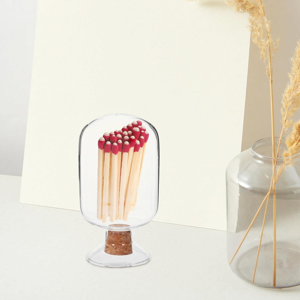Transparent Glass Match Holder Jar Cork Stopper Storage Container for Matches and Decorative Display for Diy Projects