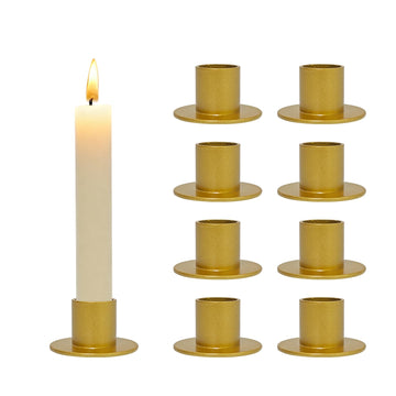 Gold Taper Candle Holder Matte Iron Candlestick Decor Farmhouse 8Pcs