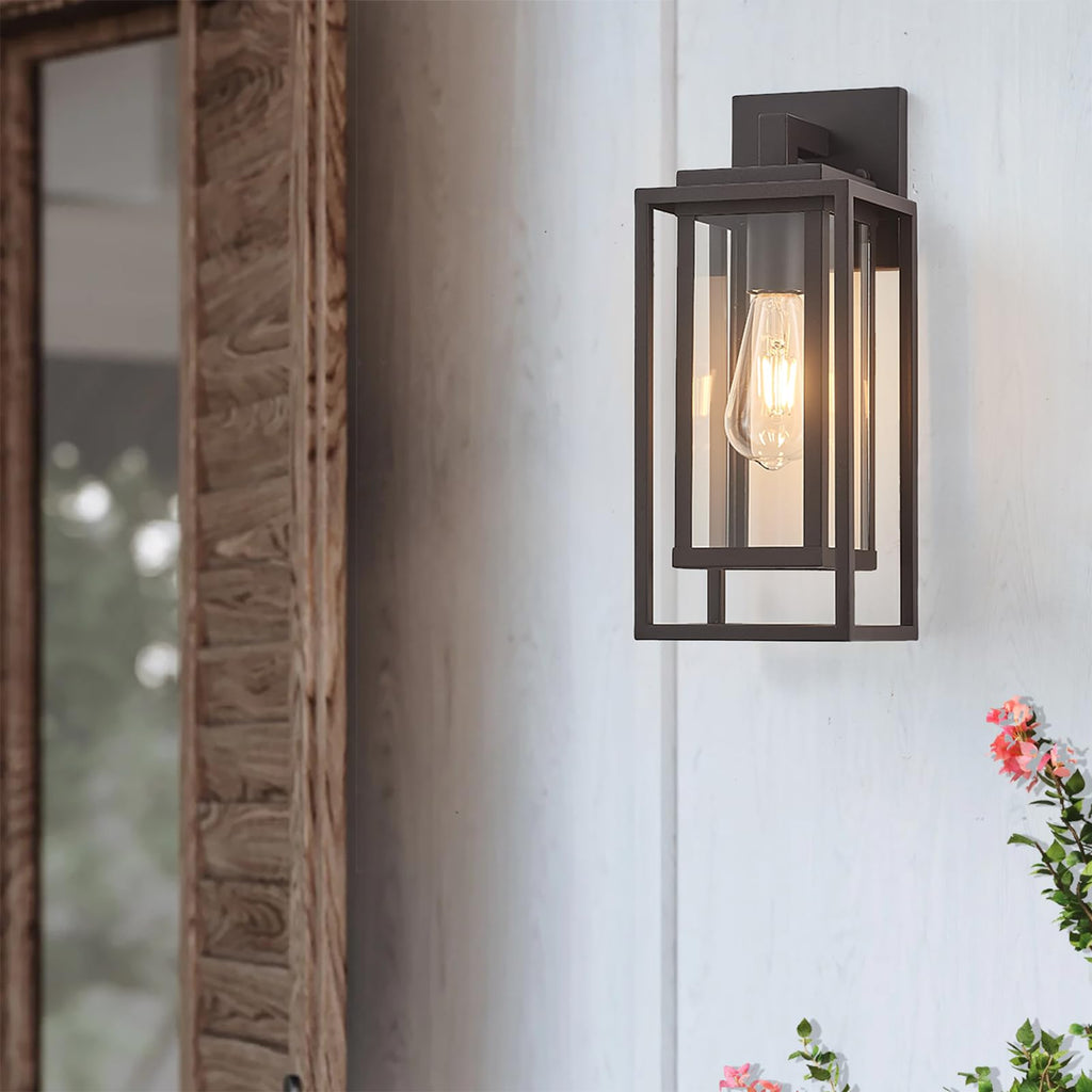 14" Double Cage Outdoor Wall Light, 2Pack Exterior Lantern Sconce