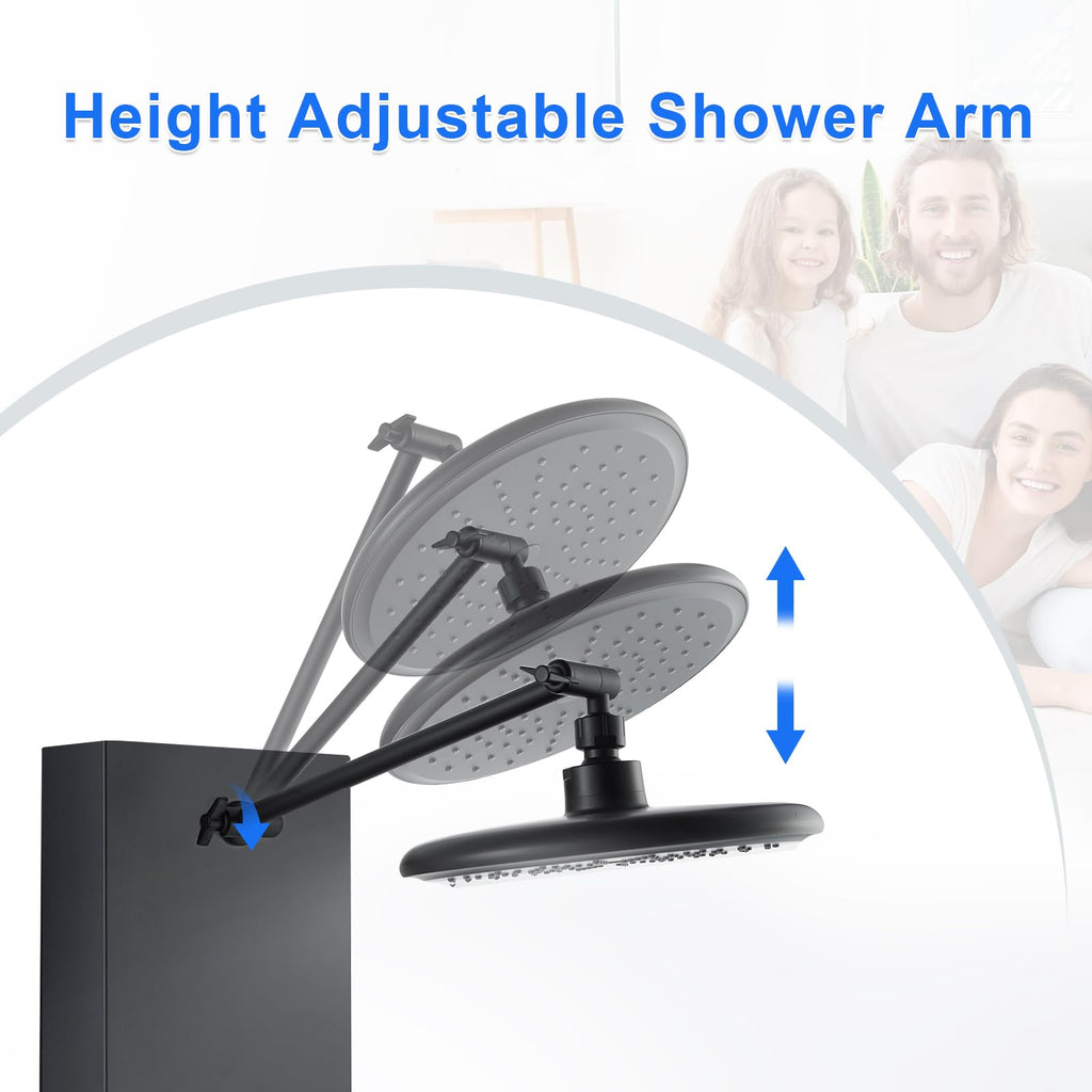 PF Shower Panel Tower Adjustable Shower Arm Height Rainfall Head System