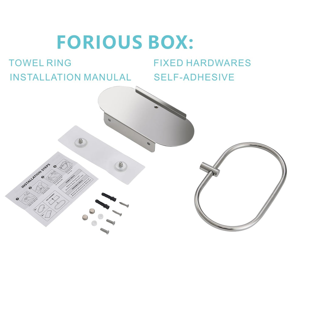 Towel Ring with Shelf, Two Installation Methods, 304 Stainless Steel