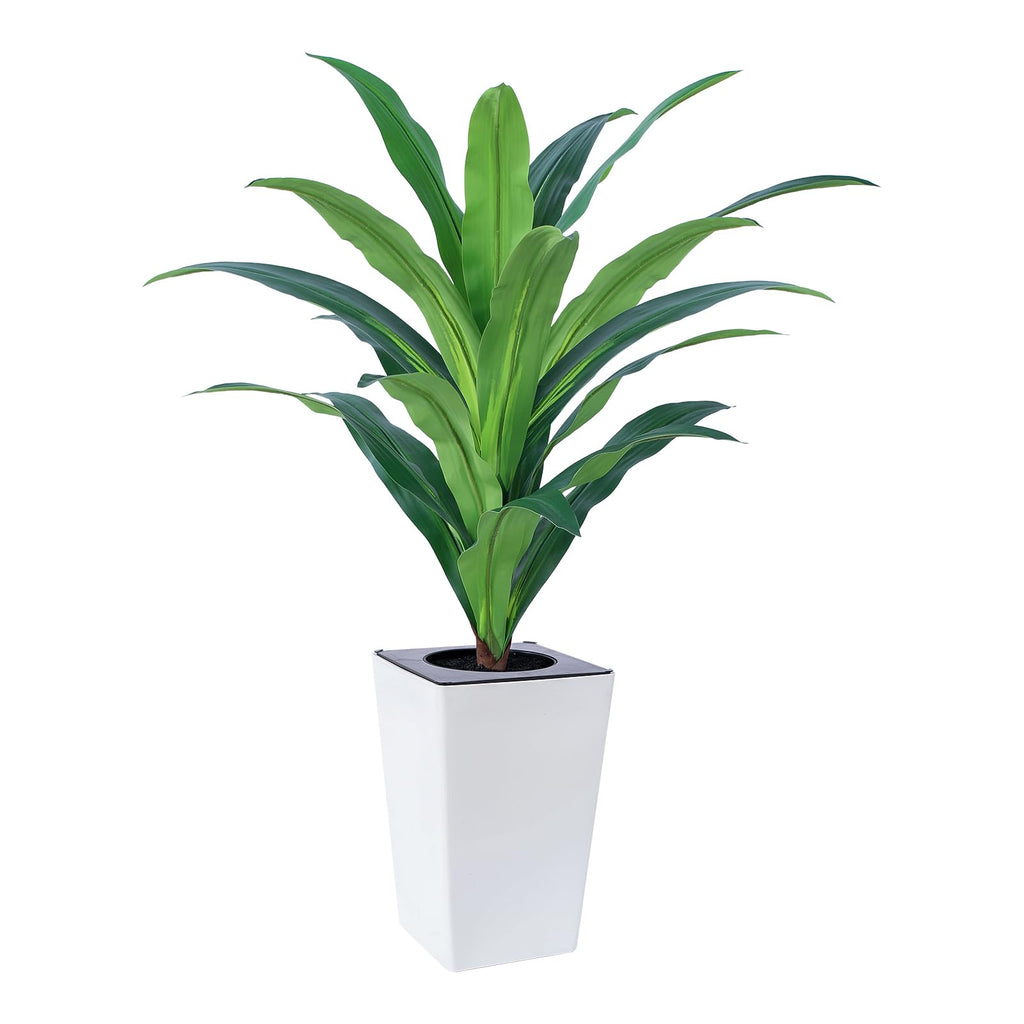 4FT Artificial Dracaena Tree with White Tall Planter-Tall Potted Faux Plants Indoor -Fake Floor Plant Living Room