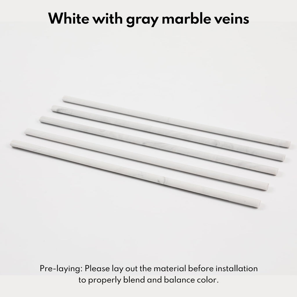 Faux Marble Pencil Liner Trim, 1/2" x 12" Quarter Round Edge Molding Bathroom Shower, 10-Pack