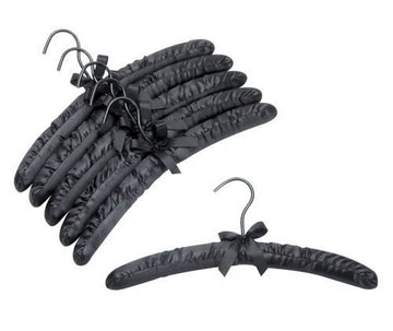 Hangers Black Satin Padded Hangers - Pack of (6)