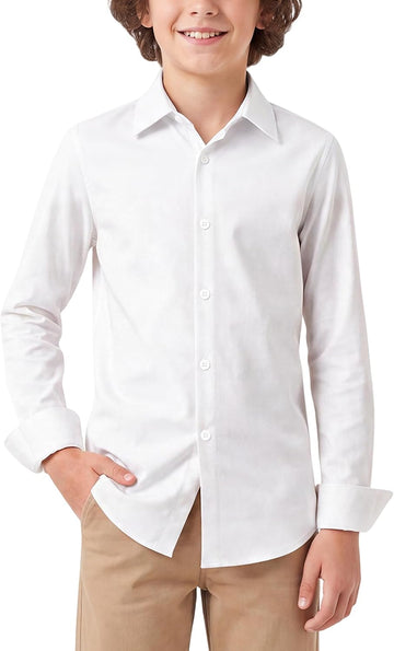 Boys Cotton Long Sleeve Button Down Dress Shirt