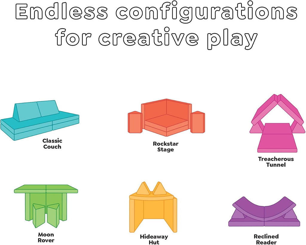 Kids and Toddler Play Couch, Convertible Folding Sofa, Durable Foam Modular Design, Mountain Gray