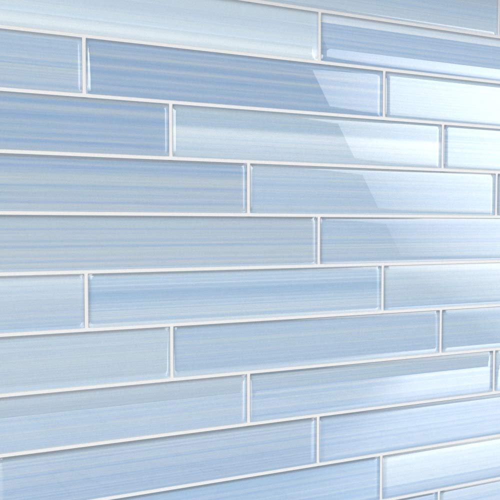 Big Blue Glass Subway Tile Backsplash or Bathroom/Showers, 2x12
