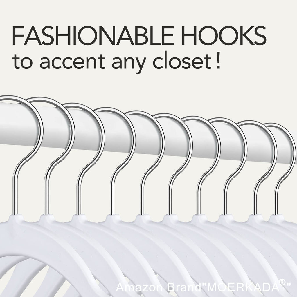 50 Pack Slim Plastic Clothes Hangers, White