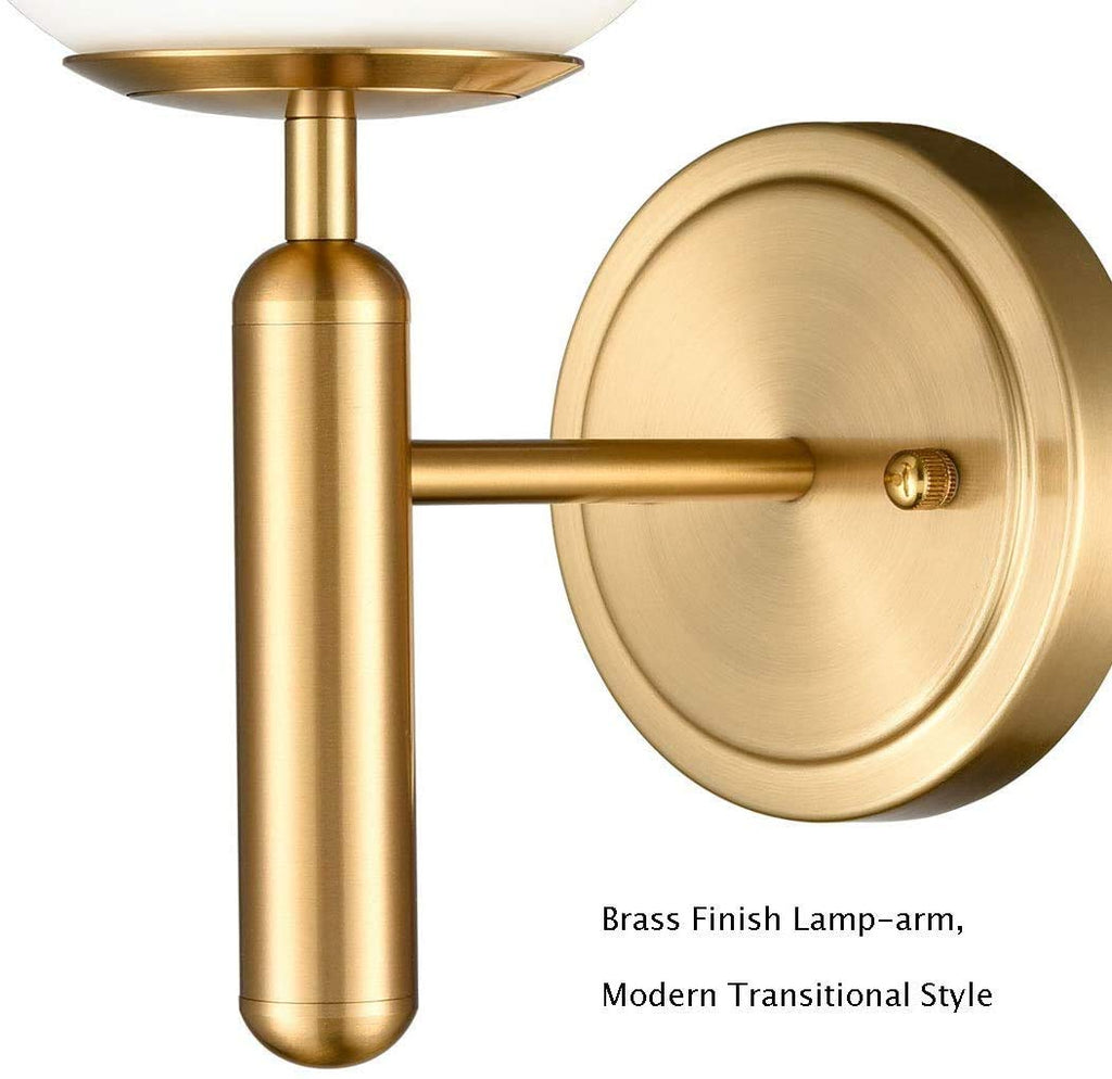 Mid-Century Modern Wall Sconce with Gold Globe Glass Set of 2