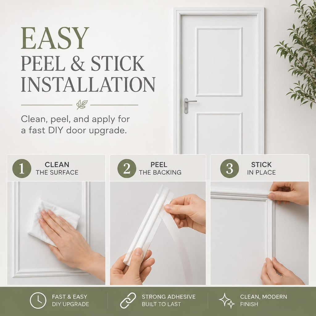 1 Set Peel and Stick Door Moulding, Modern, 16"x20"