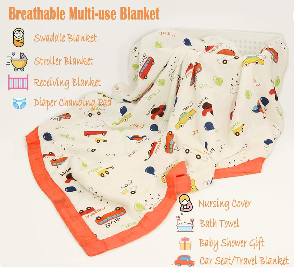 Coral Red Muslin Baby Blanket, Ultra Soft Hypoallergenic Baby Quilts, Unisex Baby Swaddle Wrap, Oversized 43 X 45