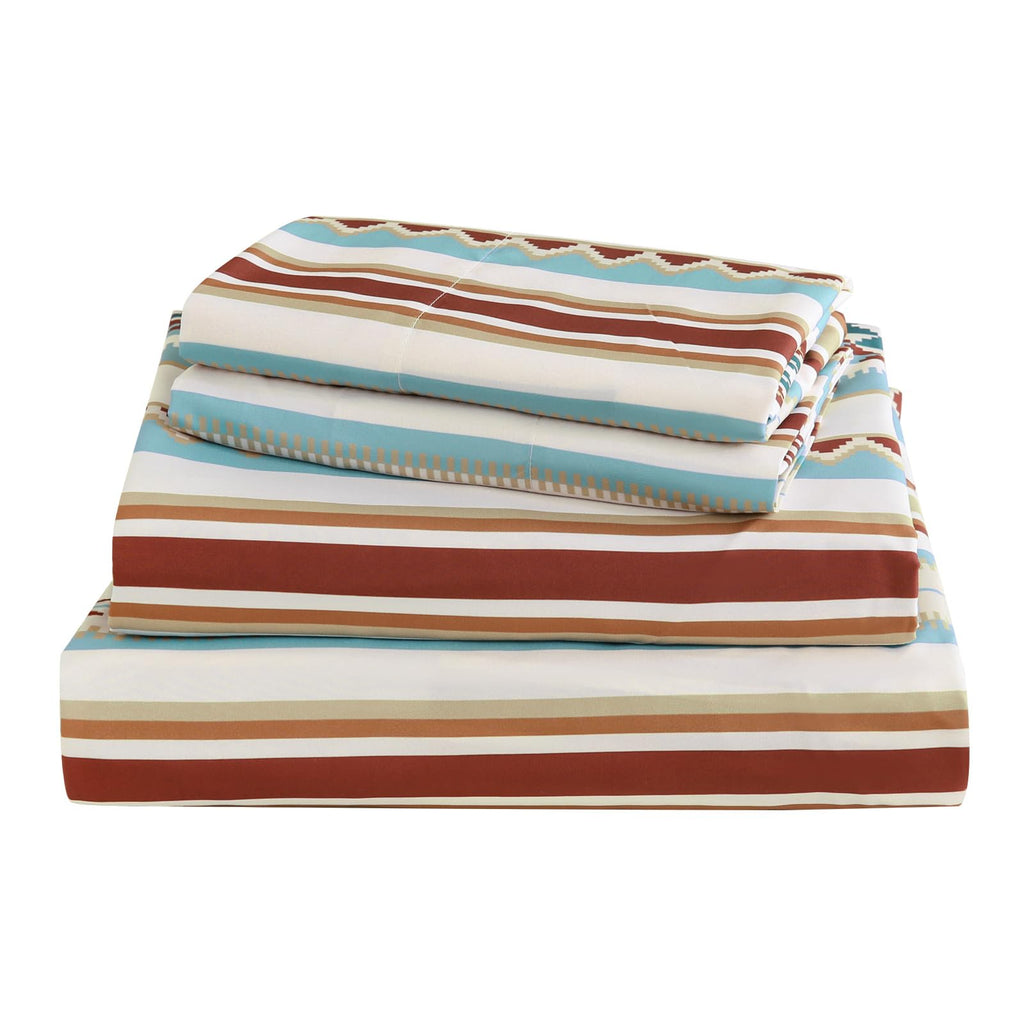 4 Pieces King Sheet Set Bohemian, Boho Sheets Soft Microfiber Deep Pocket, Western Sheets Geometric(King, Colorful