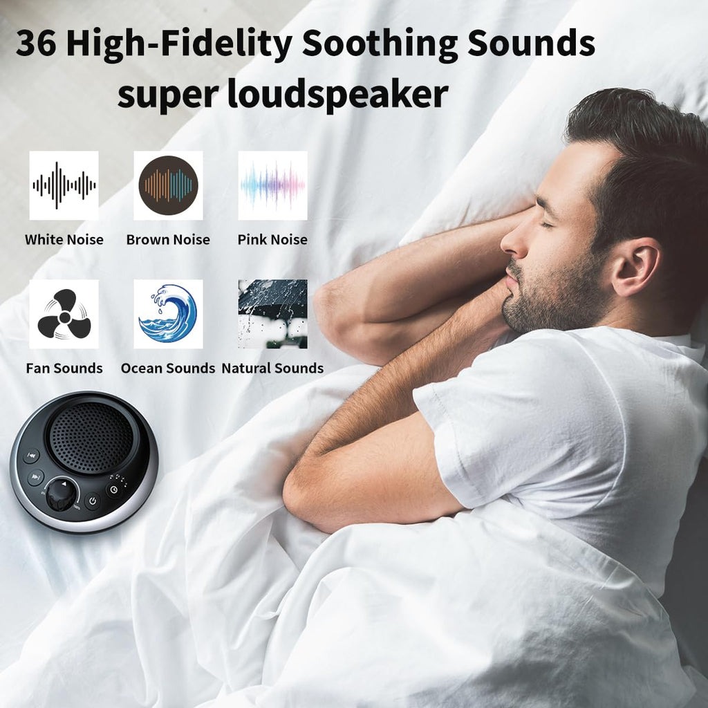Rechargeable Portable Brown Noise Machine 2000mAH Large Battery Sound White Noise Machine 30 Sounds for Baby Kids Adults