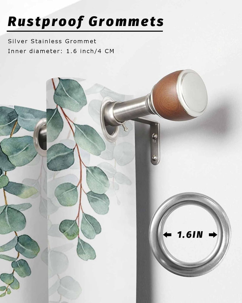 Outdoor Curtains Waterproof, Eucalyptus Leaves Privacy Screen Outdoor Front Porch Decor, Grommet Outside Curtains for