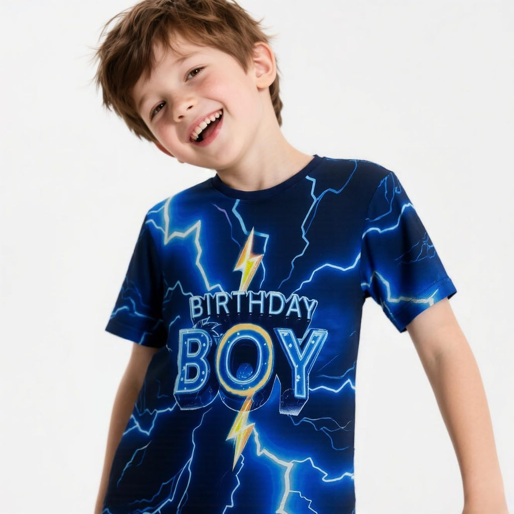 Birthday Shirts for Boys,Lightning Design Birthday Boy Short Sleeve T-Shirt for Party Gifts Celebrations