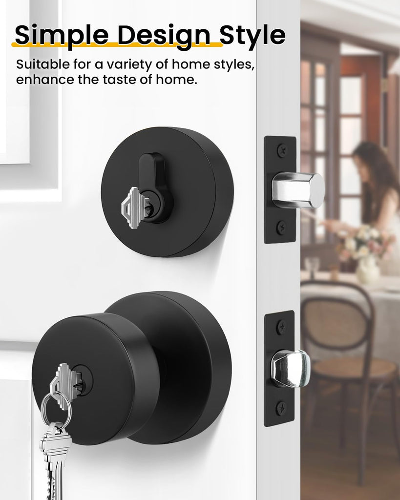 Keyed Alike Black Exterior Door Lock Set with Deadbolt 3 Pack