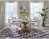 Stitch 71" Rustic Farmhouse Wood Round Kitchen and Dining Room Table, Brown