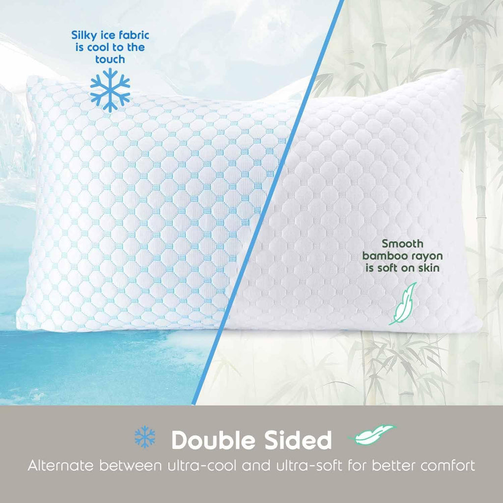 King Size Cooling Pillow for Sleeping 1 Pack, Luxury Shredded Memory Foam King Pillow, Adjustable Cold Gel Pillows