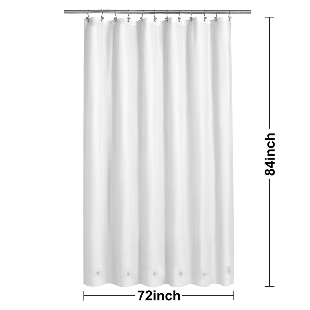 Extra Long Shower Curtain Liner with 6 Magnets, 72x84, White