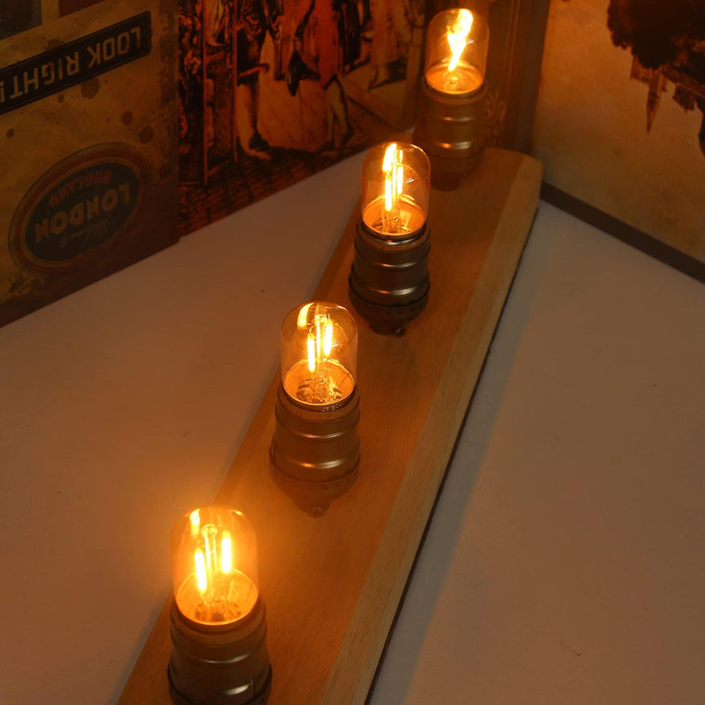 E26 LED Amber Night Light Bulbs 1W, T28 Mini Edison Tube Lamp 2200K Warm, 10W Incandescnet Equivalent,Non-Dimmable