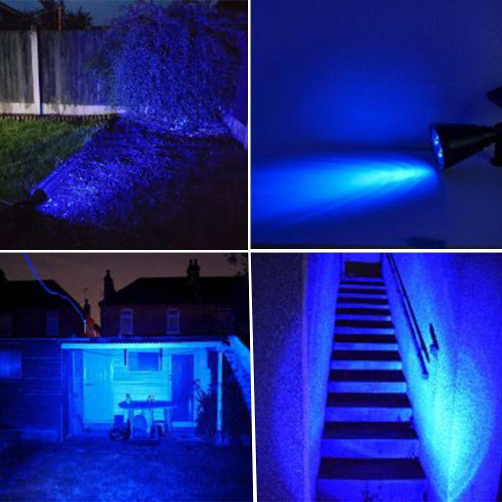 Blue Solar Spotlights, Solar Lights Outdoor Waterproof, Auto ON/Off Adjustable Solar Garden Pond Lights for Tree