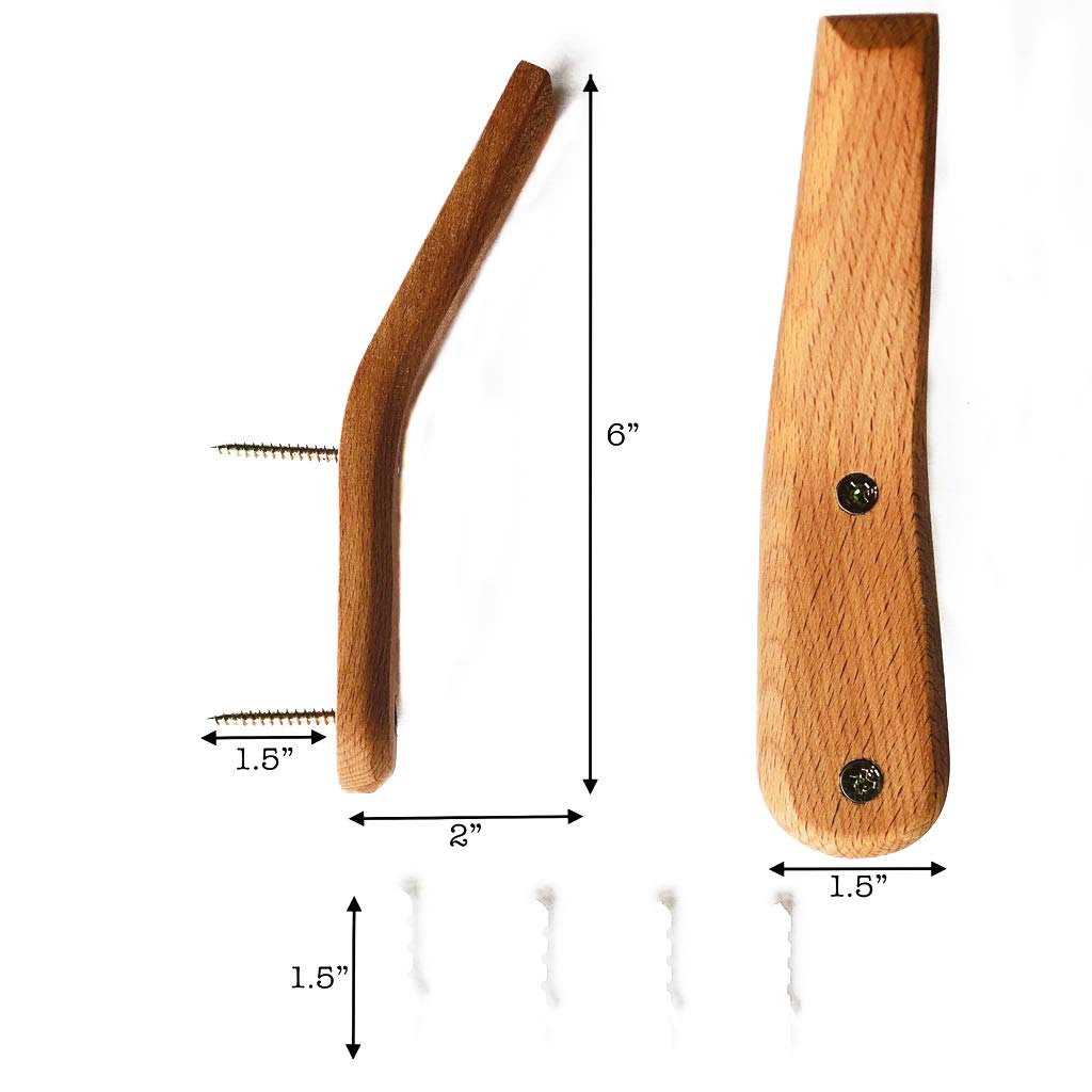 Wood Wall Hooks, 2 Pack Coat Hooks Mounted Rustic Wooden Heavy Duty Robe Hook Hat Rack | for Hanging Bathroom Towels
