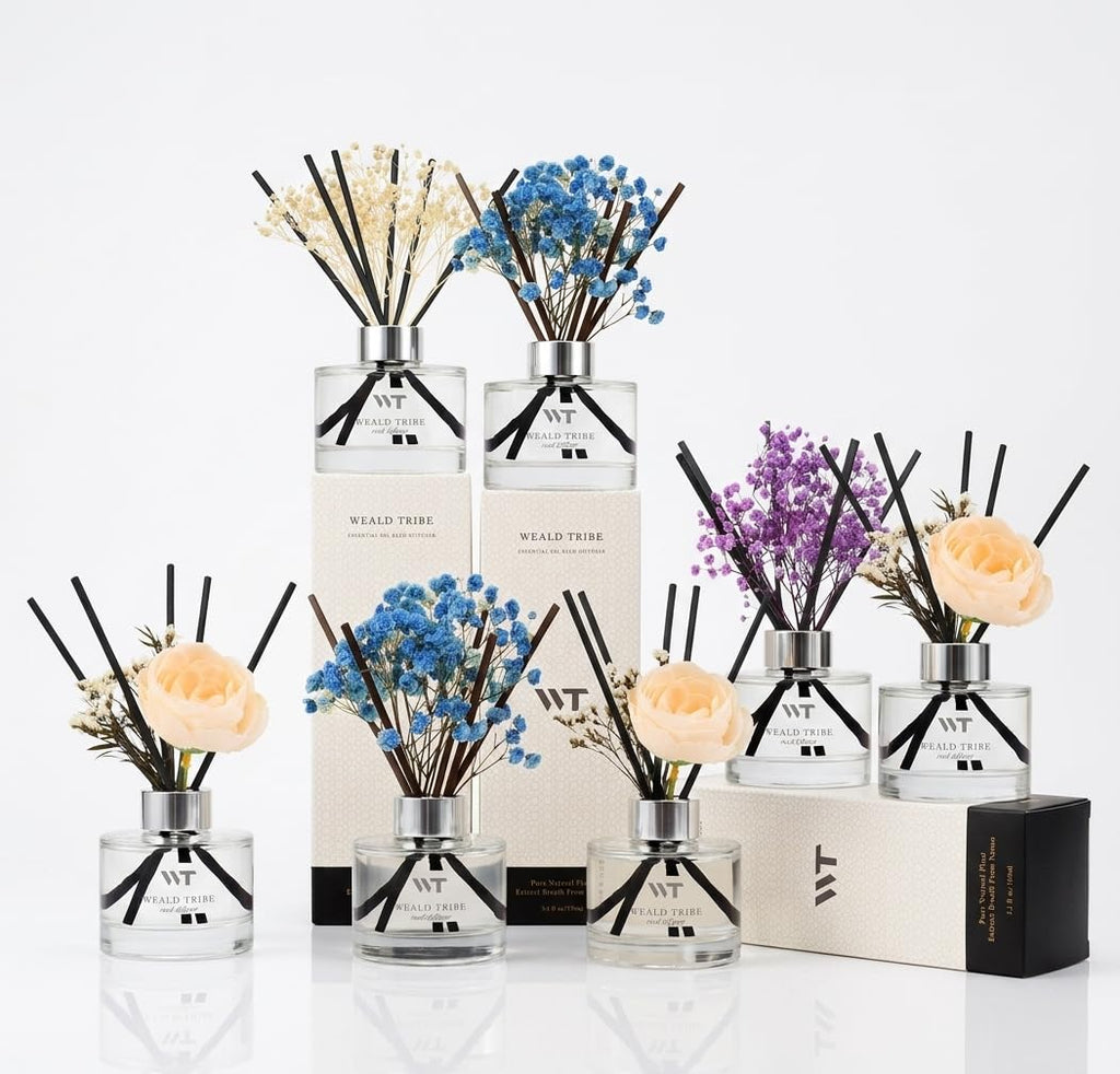 Flower Reed Diffuser Set Fresh Linen Scent Decor