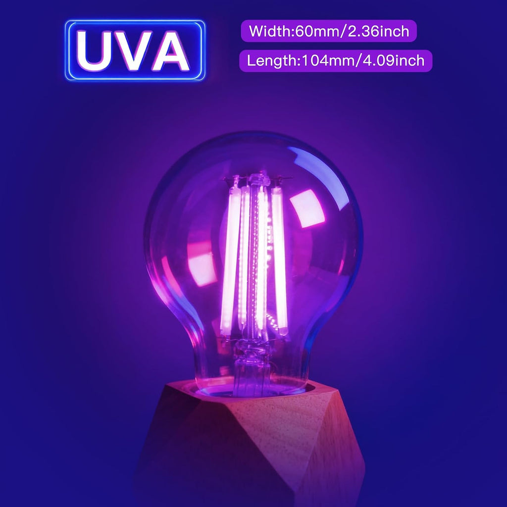 LED A19 Black Light Bulbs, 6 Pack