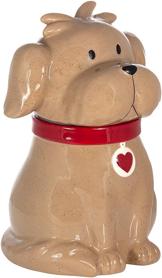 Ceramic Cookie Jar with Lid, Large Dog Treat Jar for Cookies & Biscuits, Cute Novelty Storage Container Counter