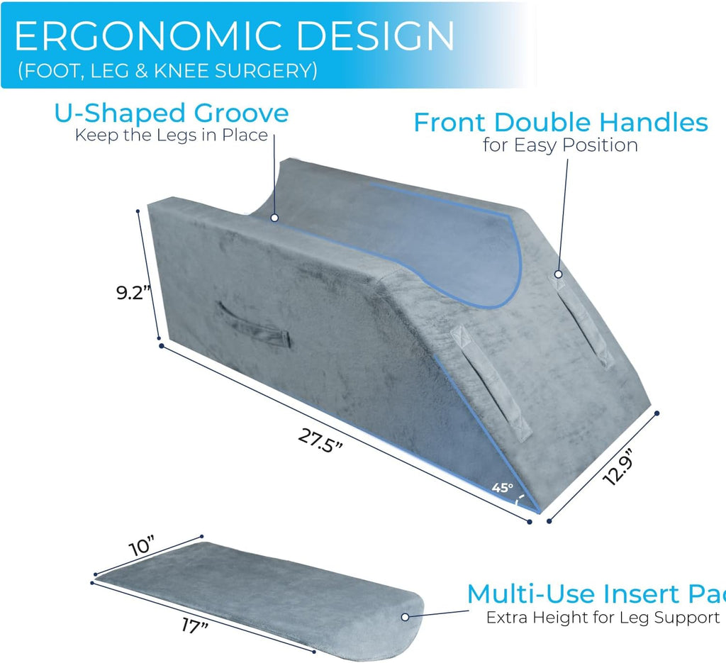 Leg Elevation Pillows for After Surgery, Memory Foam Adjustable Wedge Pillow with Shower Cast Cover, Urinal Bottle &