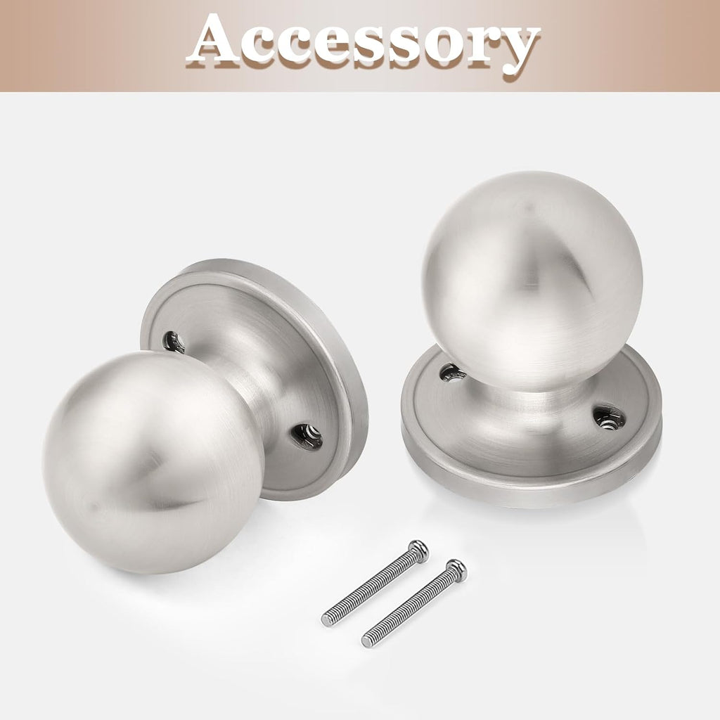 10 Pack Round Satin Nickel Single Dummy Door Knobs, Individual Non-Turning Dummy Door Knob Single Side, Interior Door