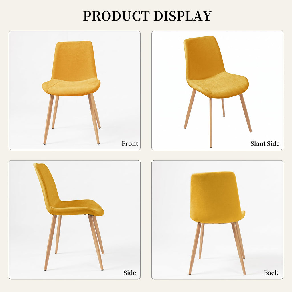 Dining Chairs Set of 2, Mid-Century Modern Fabric Kitchen Chairs