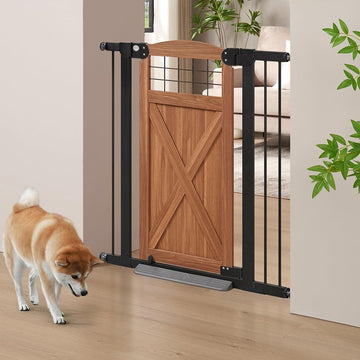 Farmhouse Barn Door Dog Gate, 39" Tall Anti-Trip Pet Barrier