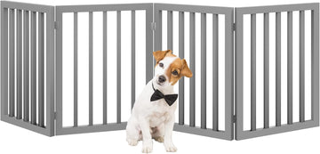 Pet Gate - Dog Gate for Doorways, Stairs or House - Freestanding, Folding, Accordion Style, MDF Wooden Indoor Dog