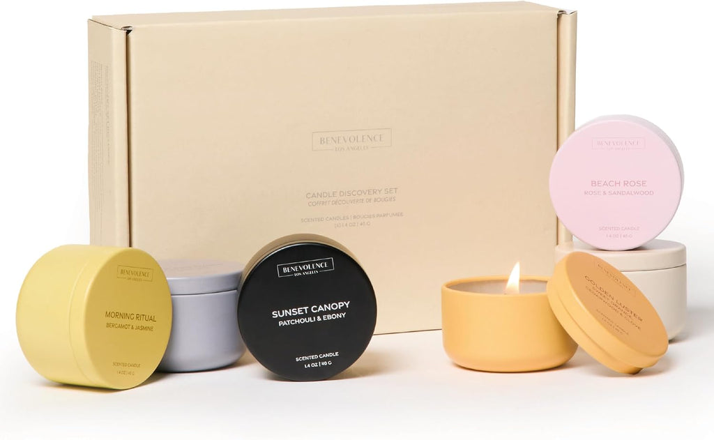 Candle Gift Set - 6 Soy Scented Candles (1.4 oz) | Aromatherapy Candles with Orange, Eucalyptus, Rose & Jasmine - Set of 6