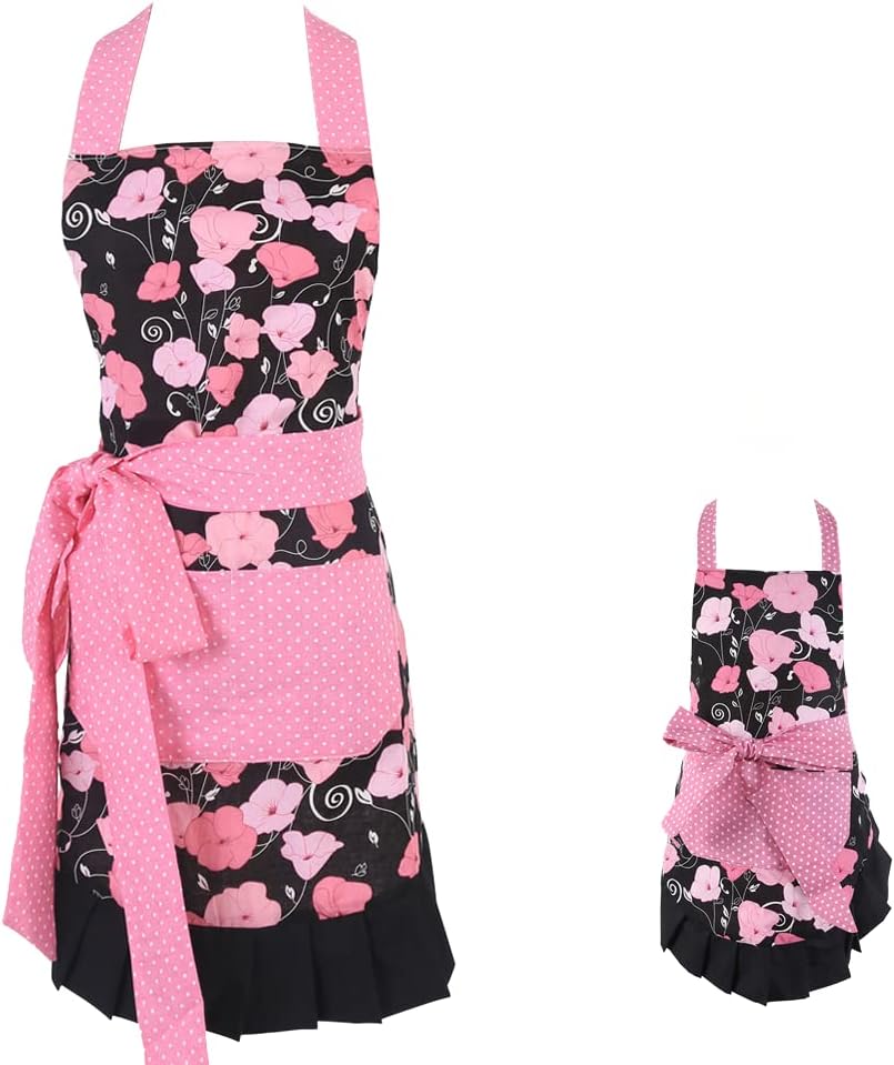Kitchen Aprons for Women,Heavy Duty Aprons for Cooking, Baking, BBQ and Gardening