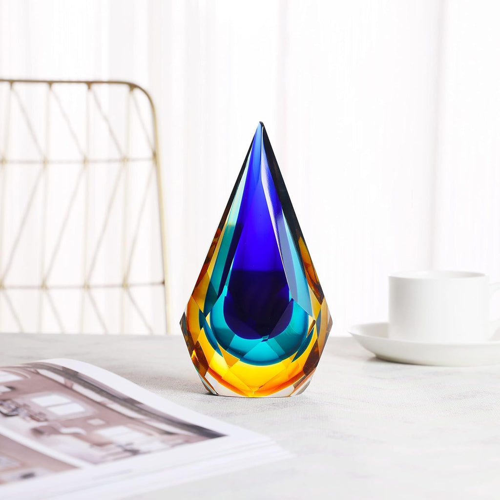 Hand-Blown Glass Sculpture Glass Decor Murano-Style Glass Statue and Figurine Wonderful Gift, Blue and Green Color