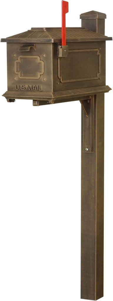 Kingston Curbside Mailbox with Wellington Post - Copper Aluminum Mailbox with Post