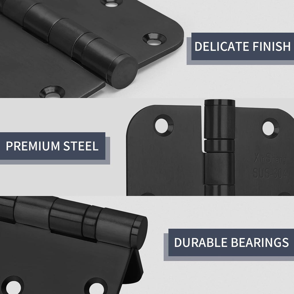 3.5" Heavy Duty Door Hinges XinSheng 304 Stainless Steel 3 Pack(Black) | Great anti-rust performance，Anti-tamper