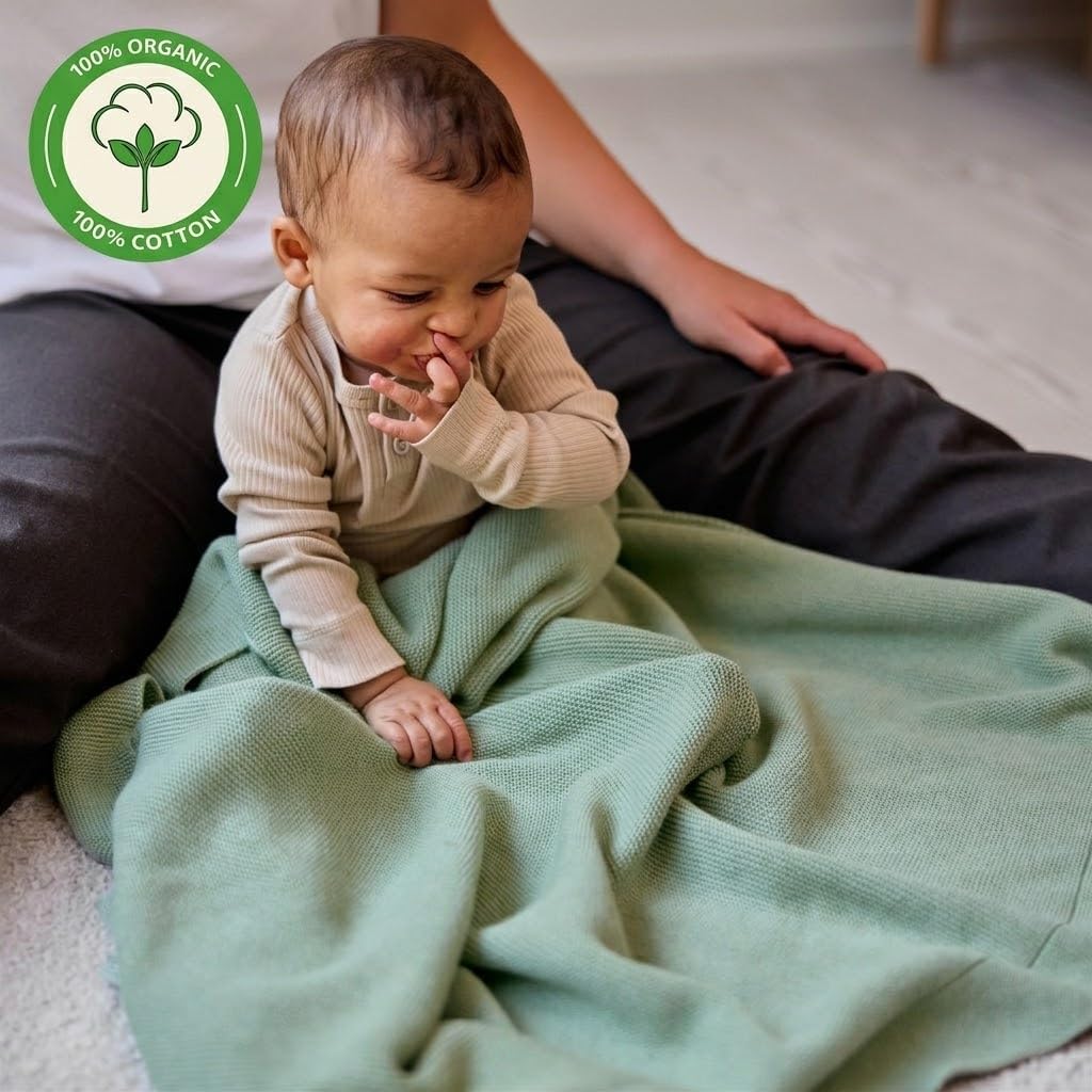 Ultra Soft Knit Baby Blanket - 100% Organic Cotton, Newborn Quilt
