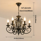 Black French Country Chandelier,6 Lights Farmhouse Candle Iron Chandeliers,Vintage Metal Pendant Light Fixture for Kitchen Island,Dining Room,Bedroom A109-B07S8P1D9P