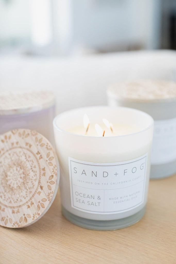 Scented Candles - Ocean & Sea Salt - Additional Scents and Sizes - 3 Wicks 100% Cotton Lead-Free - Luxury Air