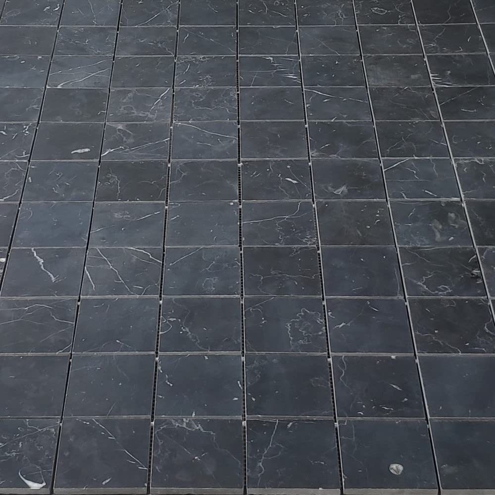 Nero Marquina Black Marble 3x3 Square Mosaic Tile