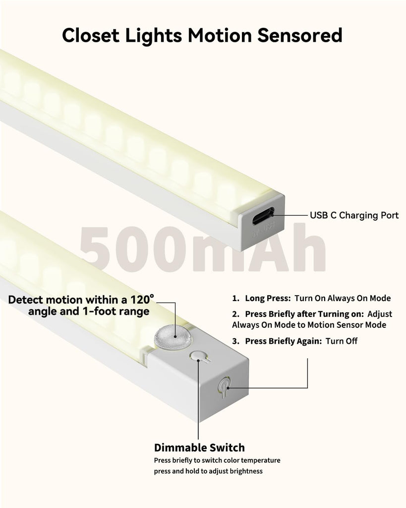 8Inch Under Cabinet Lighting Rechargeable with Charge Station, 12Pack