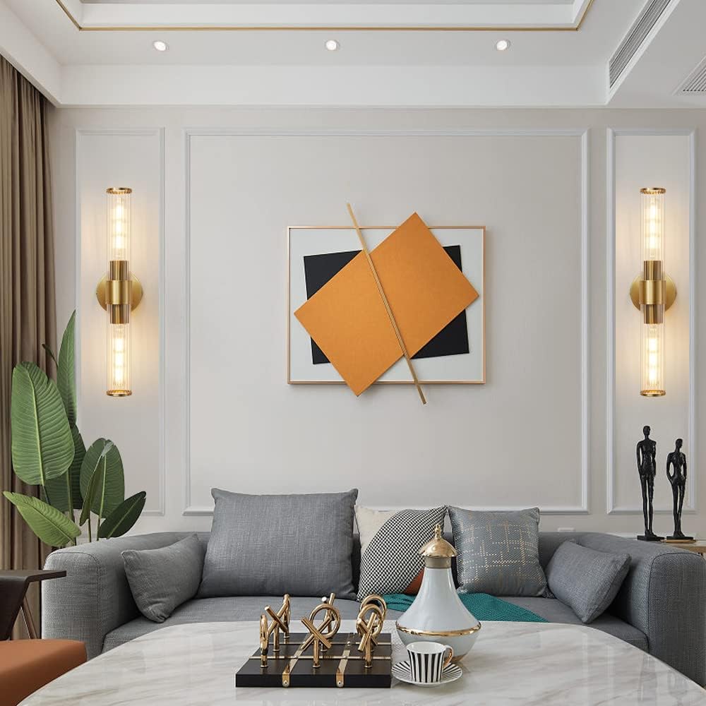 Hardwired Bathroom Light Fixtures, Gold Wall Sconce in Threaded Glass Indoor Wall Sconces, Modern Bathroom Vanity