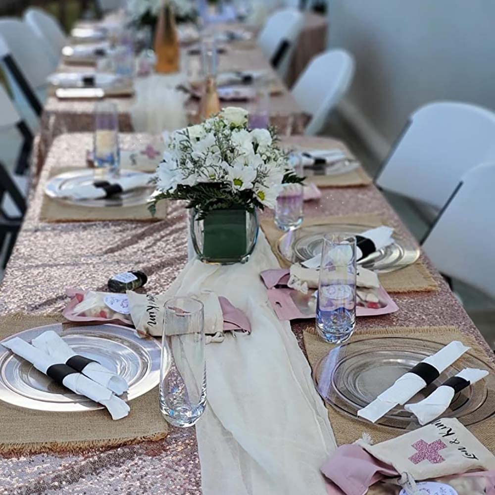 Rose Gold Sequin Tablecloth 120" Round