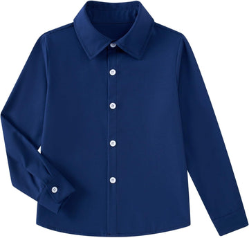 Boys Long Sleeve Dress Shirts Kids Button Down Formal Uniform